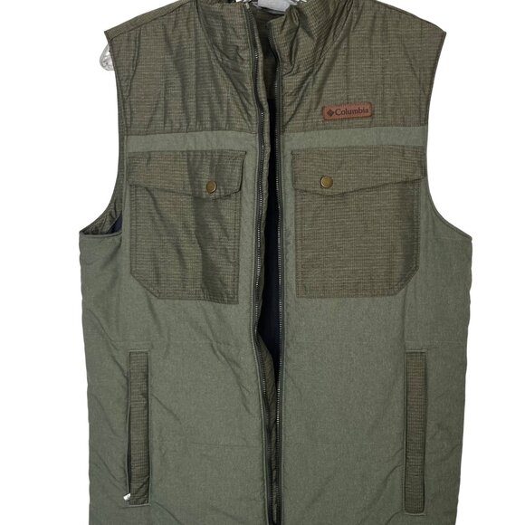 Columbia Full-Zip Insulated Vest Mens Small Green Pockets Outdoors - Picture 5 of 9